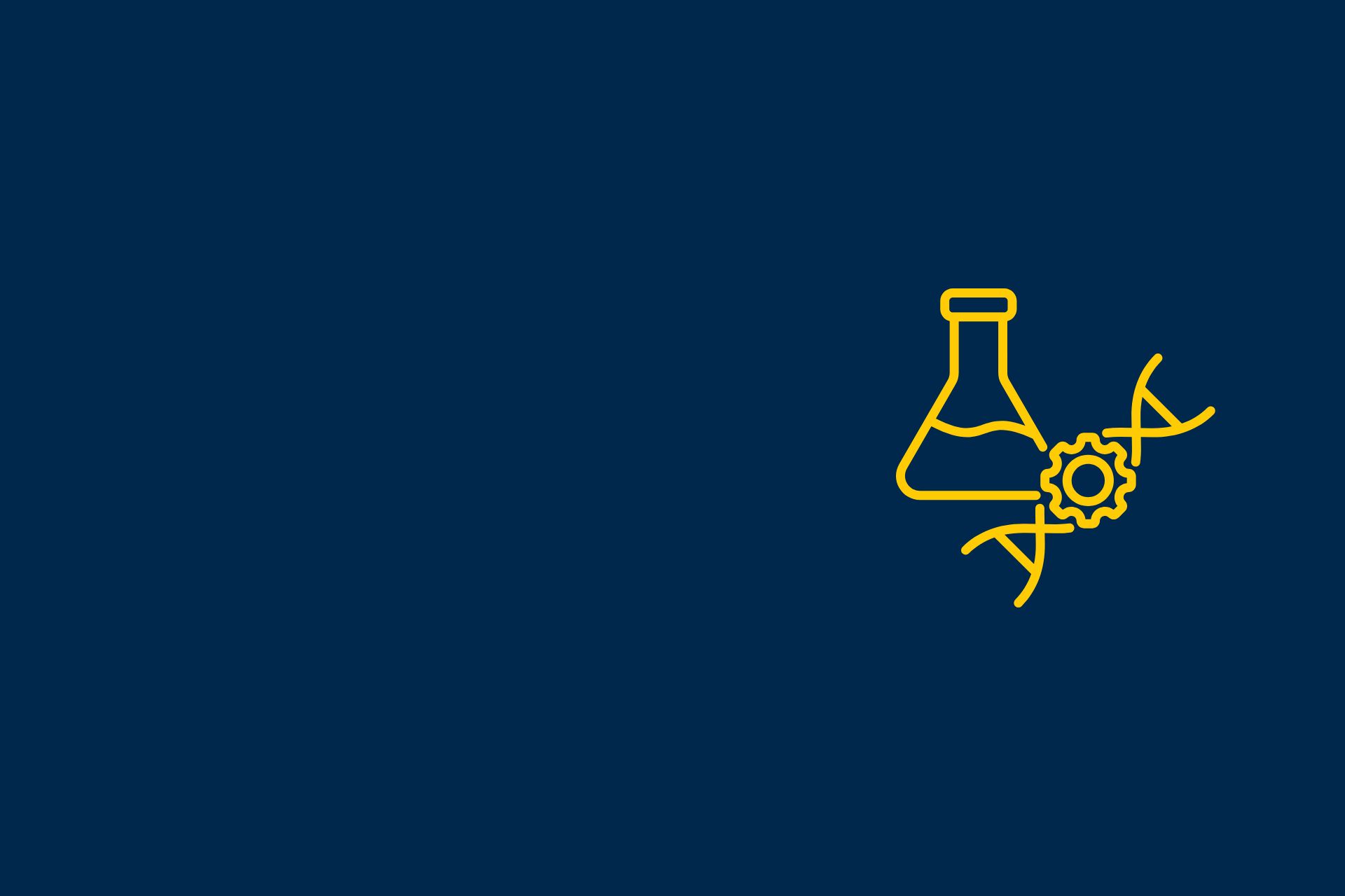 Blue background with yellow beaker and gear