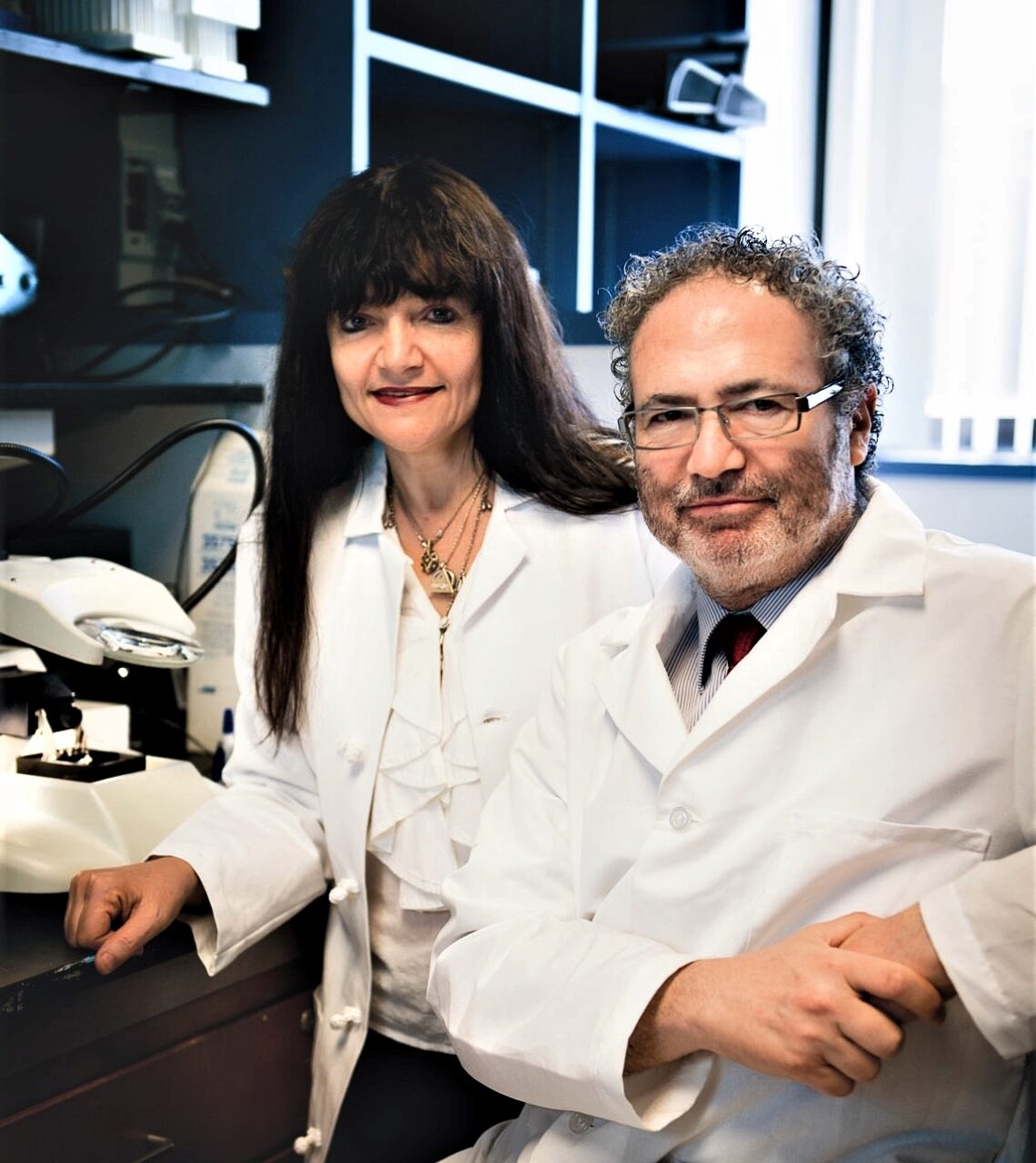 Dr. Maria Castro and Dr. Pedro Lowenstein performing research on high-grade gliomas